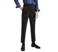 CHOKMAR Men's Gurkha Naples Italian Old Money Style Corduroy No Need to tie a Belt High Waisted Dress Pants, Black, 33W x 31L
