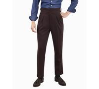 CHOKMAR Men's Gurkha Naples Italian Style Corduroy No Need to tie a Belt High Waisted Dress Pants, Coffee, 38W x 32L