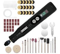 CHOKMAX Cordless Rotary Tool, 6-Speed Working Sreen Display Grinder Kit with Universal Collet and Front LED Light, 68 Accessories Art Craft Tool for Engraving, Sanding, Polishing, Drilling, Grinding