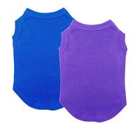 Chol&Vivi Dog Shirt, 2pcs Blank Cotton Shirts Fit for Extra Small to Extra Large Size Dogs, Sleeveless Apparel Soft and Lightweight, Tank Top for All Breeds, Blue and Purple, X-Large
