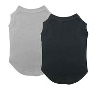 Chol&Vivi Dog Shirt, 2pcs Blank Cotton Shirts Fit for Extra Small to Extra Large Size Dogs, Sleeveless Apparel Soft and Lightweight, Tank Top for All Breeds, Black and Grey, X-Large