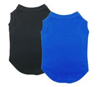 Chol&Vivi Dog Shirt, 2pcs Blank Cotton Shirts Fit for Extra Small to Extra Large Size Dogs, Sleeveless Apparel Soft and Lightweight, Tank Top for All Breeds, Black and Blue, X-Large