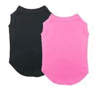 Chol&Vivi Dog Shirt Clothes, 2pcs Blank Dog Shirts Cotton Clothes Sleeveless Fit for Small to Extra Large Size, Pet Tank Top for All Breeds, Soft and Breathable, Black and Rose Red, X-Small