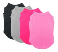 Chol&Vivi Dog Shirt Clothes, 4pcs Shirt for Large Size Dog, Blank Pet Cotton Sleeveless Apparel Soft and Lightweight, Tank Top for All Breeds, Black/Grey/Pink/Rose Red, XXX-Large