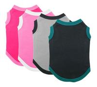 Chol&Vivi Dog Shirts, Plain Soft & Thin T-Shirt Vests, 4pcs Blank Clothes Fit for Extra Small to Extra Large Dogs (Black, Grey, Pink, Rose Red 2, XL (23" Chest))
