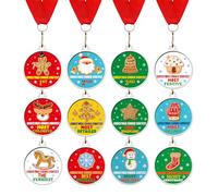 Cholemy 12 Pcs Christmas Cookies Medal Awards 2'' 12 Style Christmas Cookies Contest Prizes Medals for Xmas Decorating Party Ornament Supply