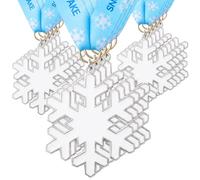Cholemy 20 Pcs 2" Christmas Medals Award Christmas Trophy Award with Neck Ribbon for Winner First Place Participation Gift Prizes Xmas Party (Snowflake)