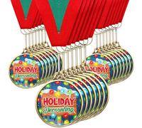 Cholemy 20 Pcs Christmas Holiday Competition Contest Award Medals 2" Xmas Gingerbread Man Metal Contest Trophy for Winner First Place Participation Prizes Holiday Fun Gift Party