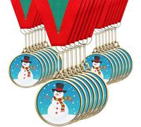 Cholemy 20 Pcs Christmas Snowman Color Contest Award Medals 2" Xmas Snowman Color Metal Contest Trophy for Winner First Place Participation Prizes Holiday Fun Gift Party