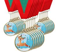 Cholemy 20 Pcs Reindeer Award Medals 2" Christmas Elk Metal Medals Xmas Contest Trophy for Winner First Place Participation Prizes Holiday Fun Gift Party
