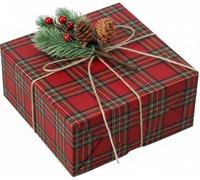 Cholemy 25 Pcs Christmas Gift Boxes with Lids Set 8 x 8 x 4 Inch Paper Gift Boxes Artificial Pine Picks and Rope for Birthday Wedding Party Present Favor Decor(Red and Green Grid)