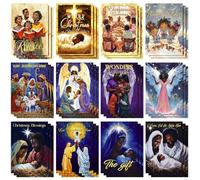 Cholemy 36 Set African American Nativity Scene Christmas Greeting Cards with Envelopes Black Nativity Cards Christian Religious Card Black African Holy Family Queen Card for Holiday Women Sister