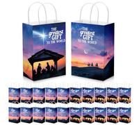 Cholemy 50 Pcs Christian Gift Bags With Handle - Greatest Religious Gift for Holy Family, Christmas Party, Jesus, Holy Nativity Holiday - 5.91 x 3.15 x 8.27 Inches