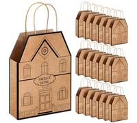 Cholemy 50 Pieces House Shaped Gift Bags for New House House Warming Gift Bags with Handles Real Estate Agent Gifts Kraft Real Estate Gift Wrap Bags for Housewarming Home Buyers Agent Supplies
