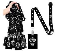 Cholemy 50 Sets VIP Lanyards Bulk Passes with Lanyard Black Breakaway VIP Badge Lanyards PVC Plastic Backstage Pass for Event Staff Party Important Guest