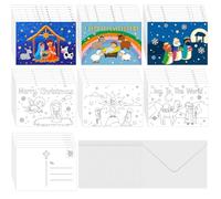 Cholemy 96 Pcs Christmas Coloring Postcards with Envelopes 5 x 7 Christian Religious Coloring Merry Christmas Greeting Cards Bible Flat Postcard Gifts for Kids Adult Xmas DIY Crafts Holiday Party