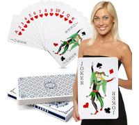 Cholemy Jumbo Playing Cards 11 x 17 Inches Giant Deck of Cards Large Print Playing Cards Oversized Full Deck Cards for Kids Adults Game, Party Decorations (Blue)