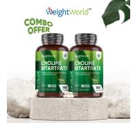 Choline Bitartrate 180 Capsules 714mg | High Strength & Liver Supplement Vegan