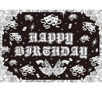 Cholo Theme Happy Birthday Backdrop 7x5FT Early 2000s Photography Background Black Glitter Old School Banner Cholo Birthday Party Decorations Photo Props