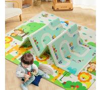 CHOLY Foldable Baby Play Mats, Waterproof Foam Playmat for Infants and Toddlers, Large Reversible Baby Crawling Mat for Floor (200 * 180cm, Rainbow)
