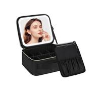 Chomeiu Makeup Bag with LED Mirror Makeup Case Travel Portable 3 Colors Lights, b black, L, Large Makeup Bag With Led Mirror