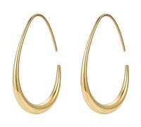 ChomelKevin 14k Gold/White Gold Plated Lightweight Teardrop Hoop Earrings for Women Large Oval Pull Through Hoop Earrings High Polished Statement Jewelry Gift for Women, Large, Stainless Steel, No