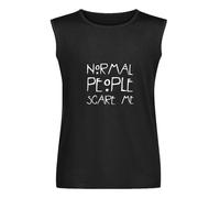CHOMIGE Normal People Scare Me Mens Tank Top Sleeveless Quick Dry T Shirt Autism Education Tshirt American Horror Story Letter Print Crewneck 100% Cotton Tee Tops Black Size XXL