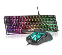 CHONCHOW 60% Gaming Keyboard and Mouse Combo, 68 Keys Wired LED RGB Backlit Black Gaming Keyboard and RGB Backlit Mouse, Small Light up Keyboard for PC Xbox PS4 (Black)