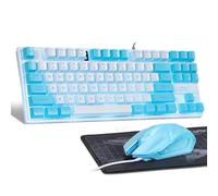 CHONCHOW Blue Keyboard and Mouse Combo, 87 Keys TKL Wired LED Light Up Backlit Keyboard, 800-3200 DPI RGB Mouse, Blue Mouse and Keyboard for PS4 PS5 PC Laptop Mac