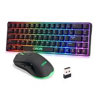 CHONCHOW - Gaming Keyboard and Mouse Combo 60% Wireless, LED Backlit Rechargeable 2000mAh Portable 68 Keys Waterproof Small Compact Keyboard for PC/Mac Gamer