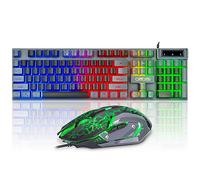 CHONCHOW Gaming Keyboard and Mouse Combo RGB LED Backlit USB Wired Key Board 3200dpi Mice Mechanical Feel Compatible with Xbox one ps5 Windows Laptop Computer(Grey-Black)