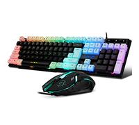 CHONCHOW Gaming Keyboard and Mouse Combo,USB Wired 104-Keys Full Size Light Up Keyboard Mic 3600DPI Rainbow Backlit Mechanical Feeling Compatible with PC Xbox Mac OS Game and Work