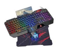 CHONCHOW Gaming Keyboard and Mouse Combo, USB Wired RGB Backlit Anti-Ghosting Silent Keyboard with Ergonomic Wrist Rest & Phone Holder, 7D 7200DPI Gaming Mouse for PC Gamer Xbox PS4 PS5 (RGB-Black)