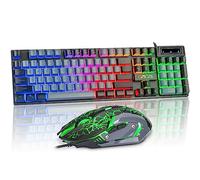 CHONCHOW Gaming Keyboard and Mouse Full Size Wired Keyboard Light Up Key,Led Backlit,19 Anti-ghosting,Multimedia Keys, Mechanical Feel for Ps5,Ps4, Pc/Laptop/Xbox