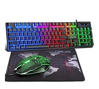 CHONCHOW Gaming Keyboard and Mouse Led Backlit USB Wired with Light Up 104Key 3600DPI 2 Side Button Mouse Keyboard Mechanical Feeling Compatible with PC Mac OS Xbox Ps4 Ps5 with Mousepad