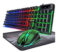CHONCHOW Gaming Keyboard and Mouse set wired ，Adjustable LED Backlt Keyboard Usb Gaming Keyboard + 4800DPI 6 Buttons Optical Rainbow wired Gaming Mouse + FREE Gaming Mouse Pads
