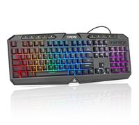 CHONCHOW Gaming Keyboard Wired with Colorful Light, 100% Full Size Backlit Silent Computer Keyboard with Number Pad, Dedicated Media Controls for PC, Mac, PS5, Xbox, Mechanical Feel Switch, Black