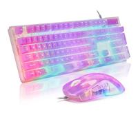 CHONCHOW LED Gaming Keyboad and Mouse Combo, Transparent RGB Rainbow Backlit Keyboard, 104 Keys Anti-ghosting USB Wired Keyboard, 7 Color RGB Gaming Mouse for PC Laptop Xbox PS4 Gamers and Work