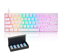 CHONCHOW Mechanical Gaming 60% Keyboard RGB Multi-Color Backlit BS-8104 Compact 61 Key Blue Switch Macro Definiation Compatible with Windows 7/8/10 iMac Xbox one X Ps4(White,Blue Switch)