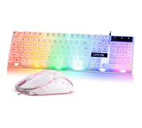 CHONCHOW RGB Gaming Keyboard and Mouse Combo, USB Wired Light Up, Rainbow LED Backlit Set for Computer Windows PC PS4 Xbox Laptop iMac Resberry Pi