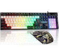 CHONCHOW USB Wired Keyboad and Mouse Combo, Full Size Rainbow LED Light Up Backlit Color Gamer Keyboard and Mouse Set, Mouse and Keyboard Combo for Computer Laptop Xbox PS4 PS5 Gaming and Work