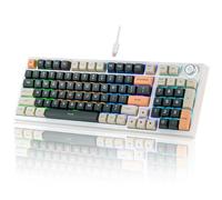 CHONCHOW Wired Mechanical Gaming Keyboard, 98 Keys LED Backlit Gaming Keyboard, 96% Hot Swappable Custom with Dedicated Volume Knob Control, Pre-lubed Red Switch (White)