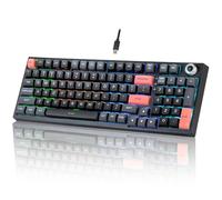 CHONCHOW Wired Mechanical Gaming Keyboard, 98 Keys LED Backlit Gaming Keyboard, 96% Hot Swappable Custom with Dedicated Volume Knob Control, Pre-lubed Blue Switch (Black)