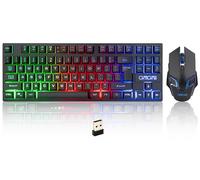CHONCHOW Wireless Gaming Keyboard and Mouse Combo, Rechargeable 87 Key LED Light Up Keyboard, Ergonomic Wireless Gaming Mouse, Backlit for Xbox PS4 PC Laptop