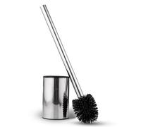 Chongcin Silver Silicone Toilet Brush and Holder Set, Toilet Bowl Brush with Long Handle, Quick Drying, Free-standing, Stainless Steel
