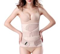 ChongErfei 3 in 1 Postpartum Belly Wrap - Belly/Waist/Pelvis Belt Black Postpartum Belly Band Waist Cincher(L, Beige)