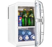 CHONGHAN Mini Fridge 15 Litres Cooler Warmer and Small Refrigerator with AC/DC Power 12 V Portable Makeup Skincare Cosmetics Fridge Mini Fridge for Room with Glass Door