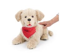 Chongker Dog Stuffed Animal-18 inch Golden Pup, Interactive Companion Pet, Soft-Touch Realistic Robot Dog with Voice Response,Heartbeat& Gurgling,Electronic pet dogs suitable for the elderly and kids