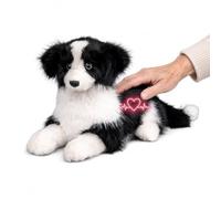 Chongker Interactive Border Collie Dog for Seniors, Realistic Plush Dog with Barking, Purrs & Heartbeat, Responds to Touch and Name, Voice Activated Companion Dog