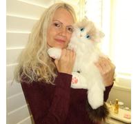Chongker Interactive Companion Robot Cat Pets, Handmade Stuffed Animals Cat Plush with Voice Response, Realistic Heartbeat and Purring, Gifts for Parents, Seniors, Elderly（Ragdoll cat）